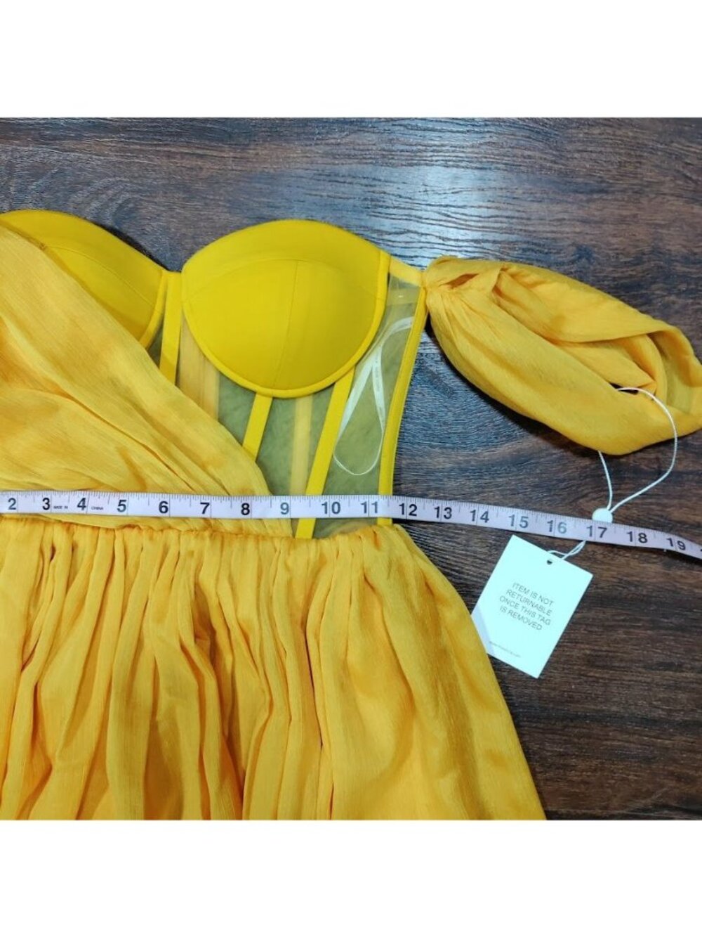Miss Circle XXS Silk Pleated Corset Slit Maxi Dress Yellow Back In Style - Picture 14 of 15